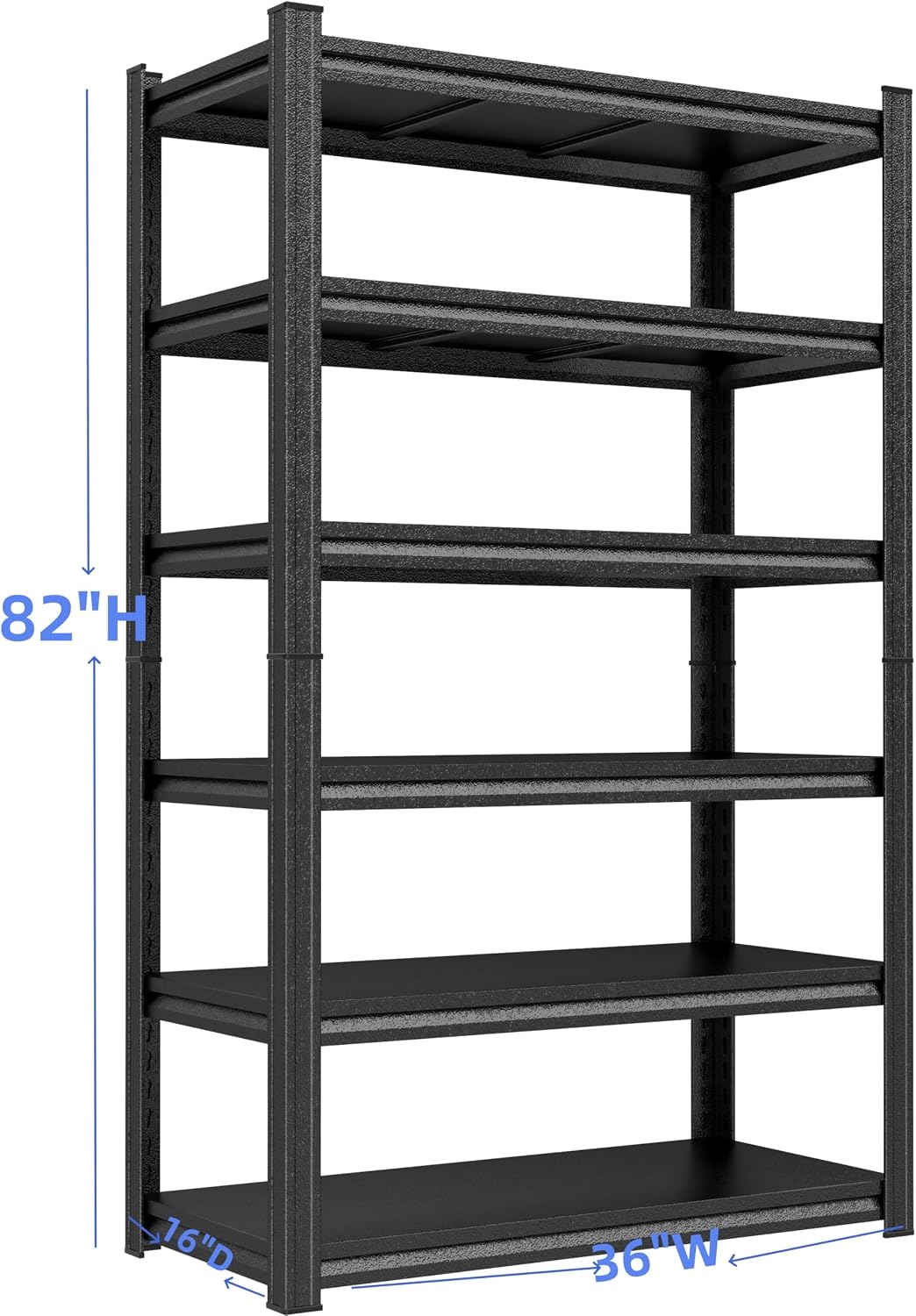 Large Storage Shelves,36"W X16"DX82"H Shelving, 6 Tier Metal Shelf,Double-Layer Column with Reinforced Ribs 3600LBS Heavy Duty, Standing Shelving Unit for Garage/Basement/Warehouse/Industrial/Shop