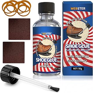 WEBSTER Shoe Glue 1.76 Oz(50g), Waterproof Clear Flexible Resin Adhesive, Heavy Duty Sole Repair for Boots, Sneakers, Leather, Rubber, and Canvas