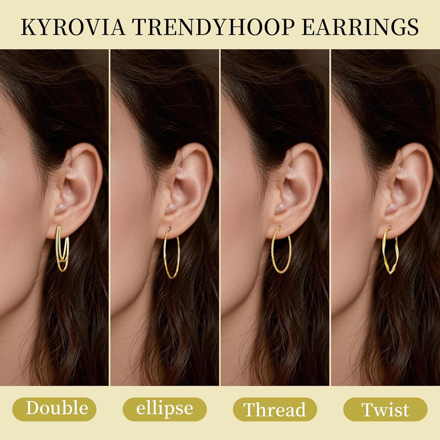 Gold Hoop Earrings for Women Trendy Real 14K Gold Plated Twisted Thin Huggie Hoops Large Big Gold Earrings Hoops Hypoallergenic Gift for Her - Image 5