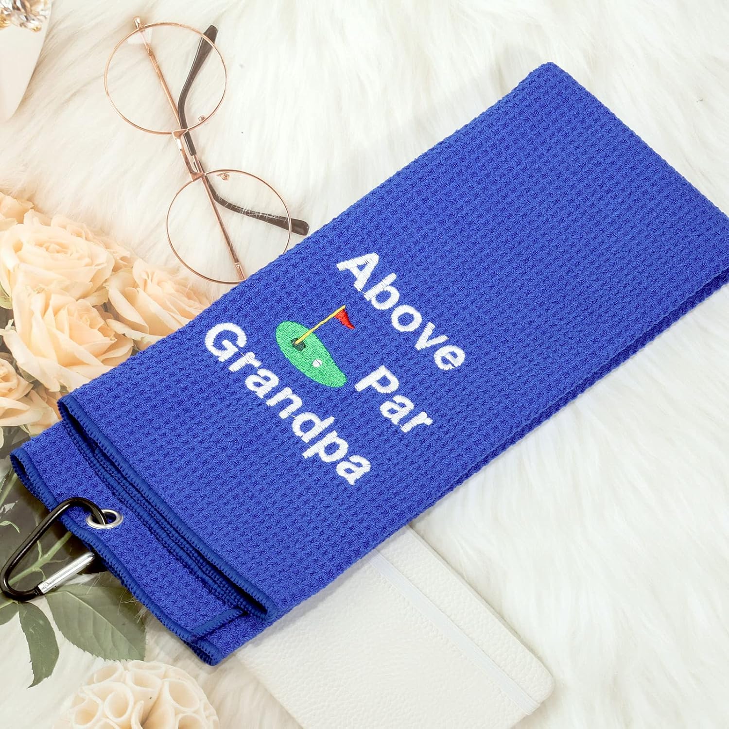 review MEIKIUP Grandpa Golf Towel Dad Golf Towel Embroidered Golf Towel Golf Papa Father Sport Towel with Clip Above Par Grandpa / Above Par Dad (Above Par Grandpa Towel)