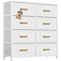 Vista 21 de DWVO - Cómoda para dormitorio, cómoda de tela con 8 cajones, cómoda alta de doble cajón para armario, sala de estar, marco de acero resistente