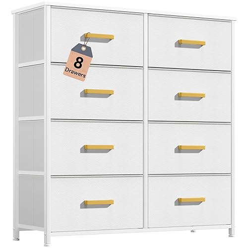 Miniatura 25 de DWVO Cómoda de tela para dormitorio, cómoda alta con 8 cajones, torre de almacenamiento con cubos de tela, cómoda para armario y sala de estar, Gris