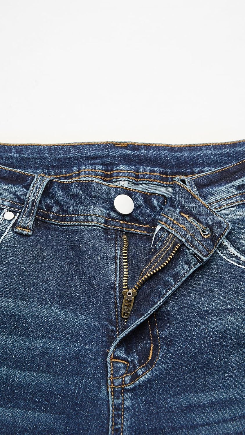 Bootcut Jeans for Women Mid Rise Straight Leg Curvy Stretchy Jeans Tummy Control Denim Trendy Pants - Image 6