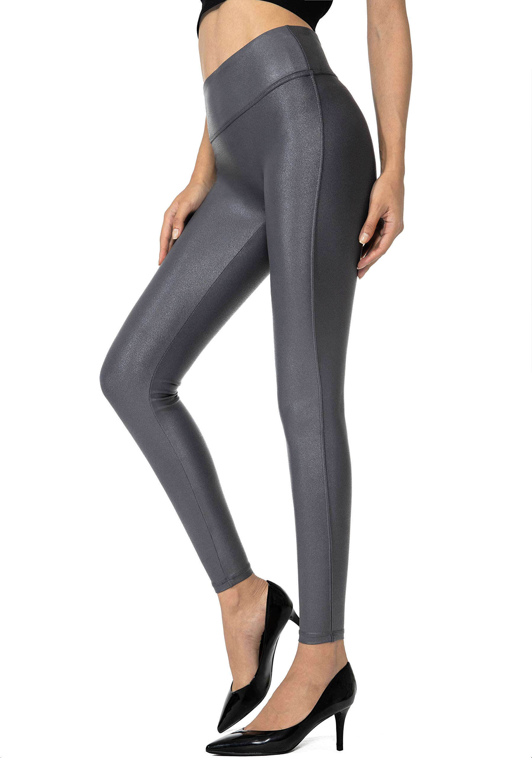 SANTINY Women's 25.5''/27'' Faux Leather Leggings Pants Stretch High Waisted Tights for Women