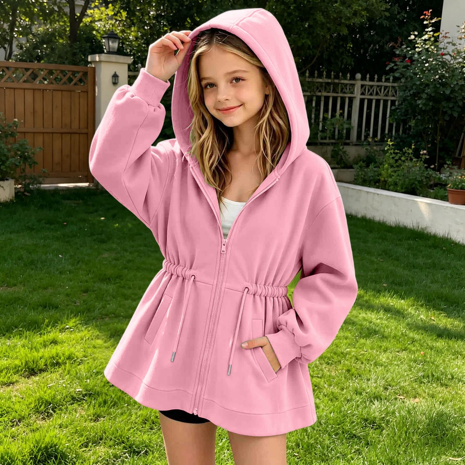 Felpa per Bambina con Cappuccio Maniche Lunghe Hoodie Morbida Caldo