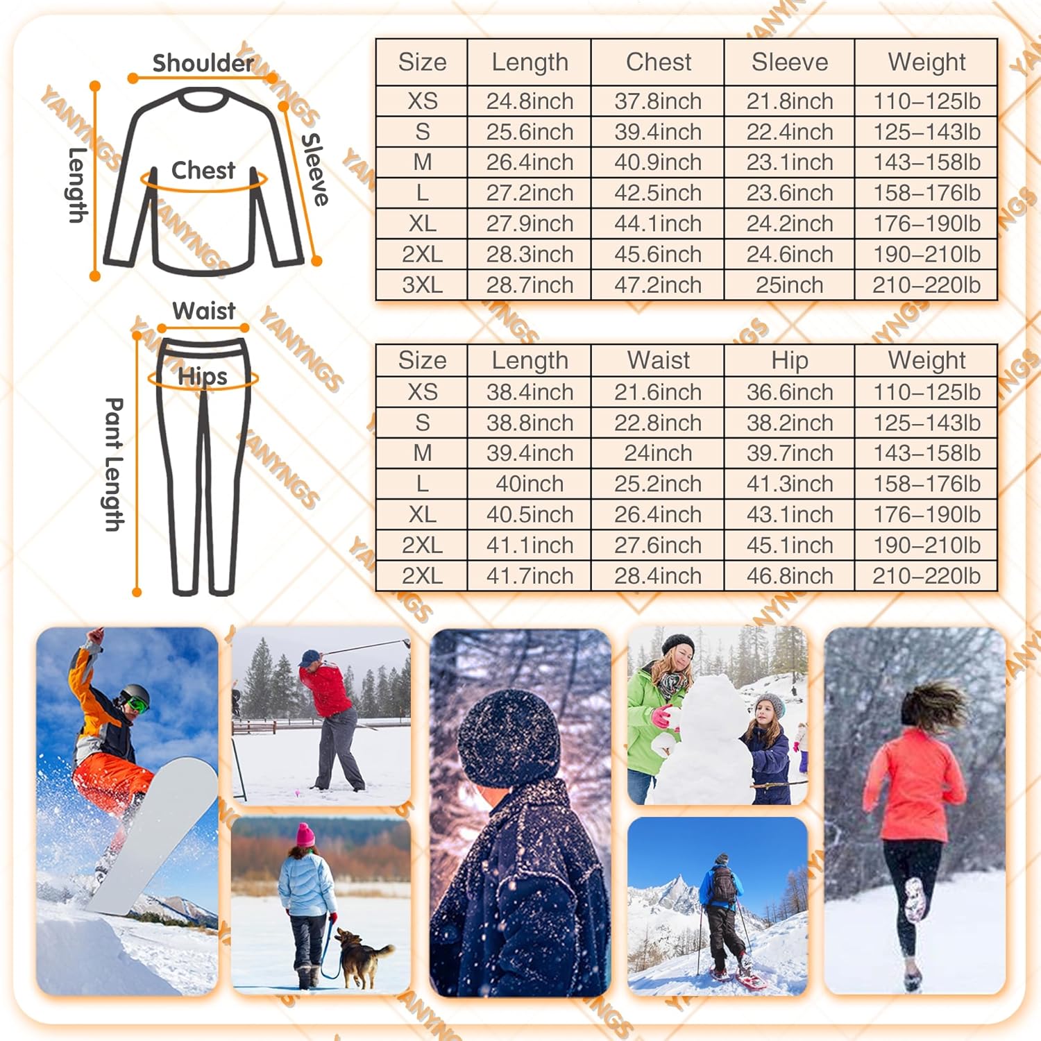 Heating Underwears Set, Men Women Electric Thermal Baselayer Top and Bottom with Smart Dual Switch for Hunting,Skiing