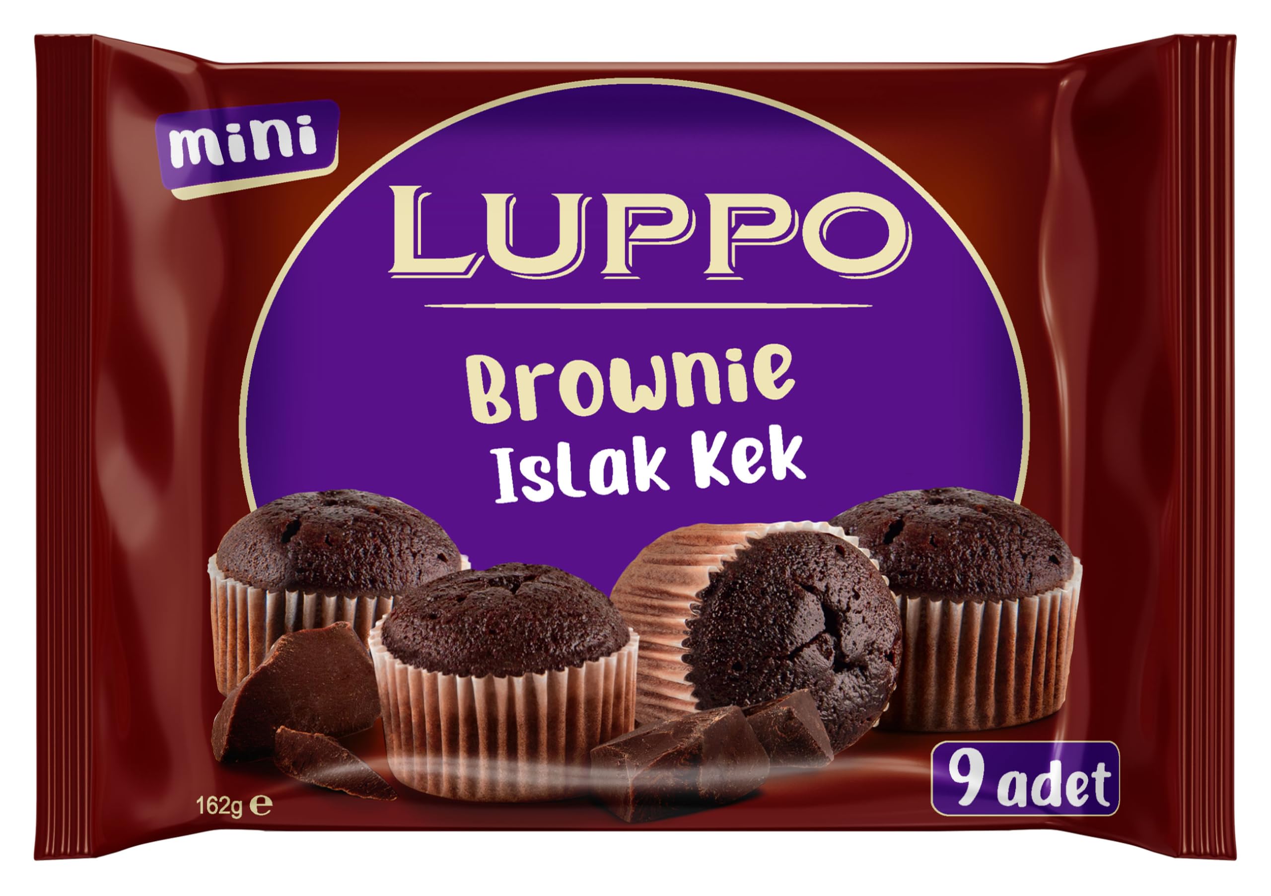Luppo Mini Çikolatalı Brownie Islak Kek 9'lu 162 Gr