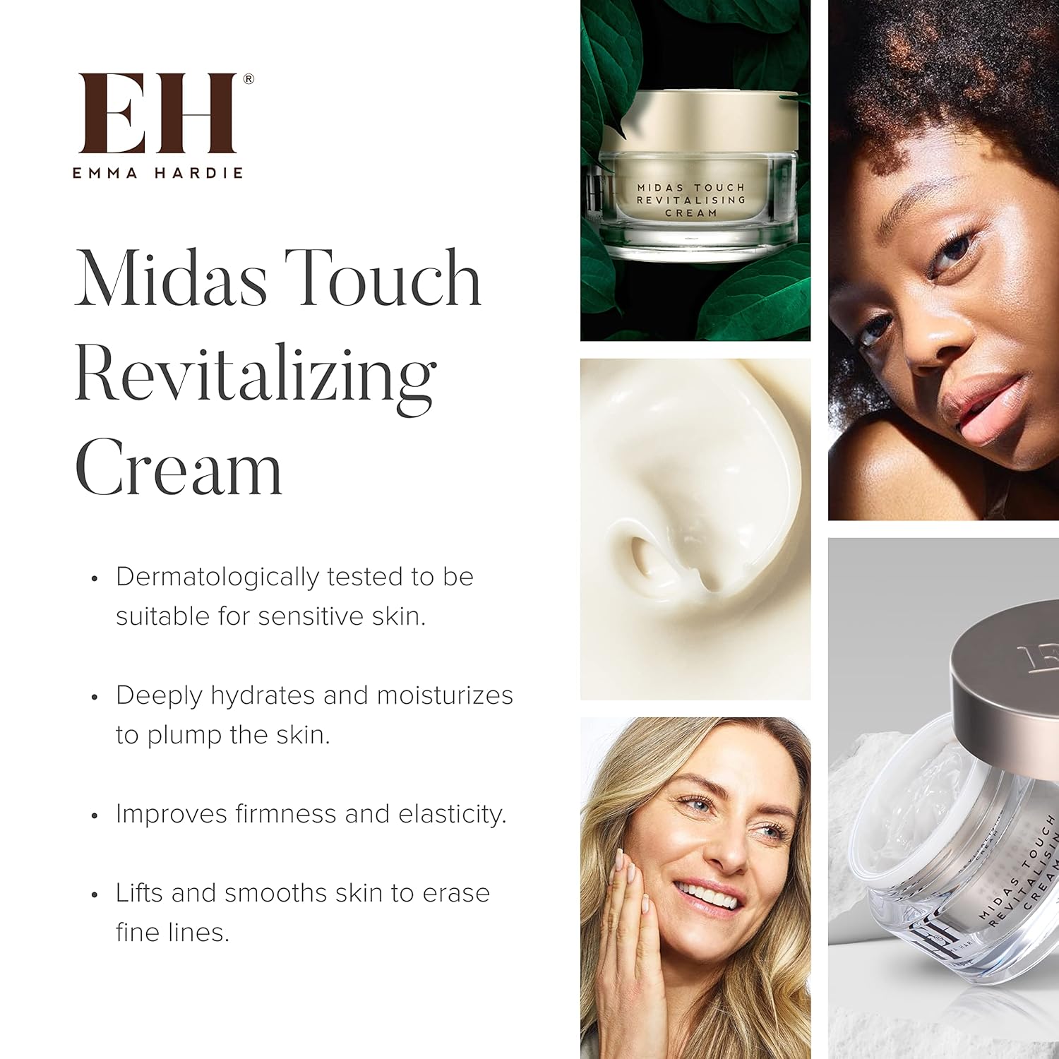 Emma Hardie 50ml Midas Touch Revitalising Face Cream with Hyaluronic Acid and Vit E, Improves Firmness & Elasticity, Increases Hydration & Tightens, Suitable for Sensitive Skin, Vegan & Cruelty Free