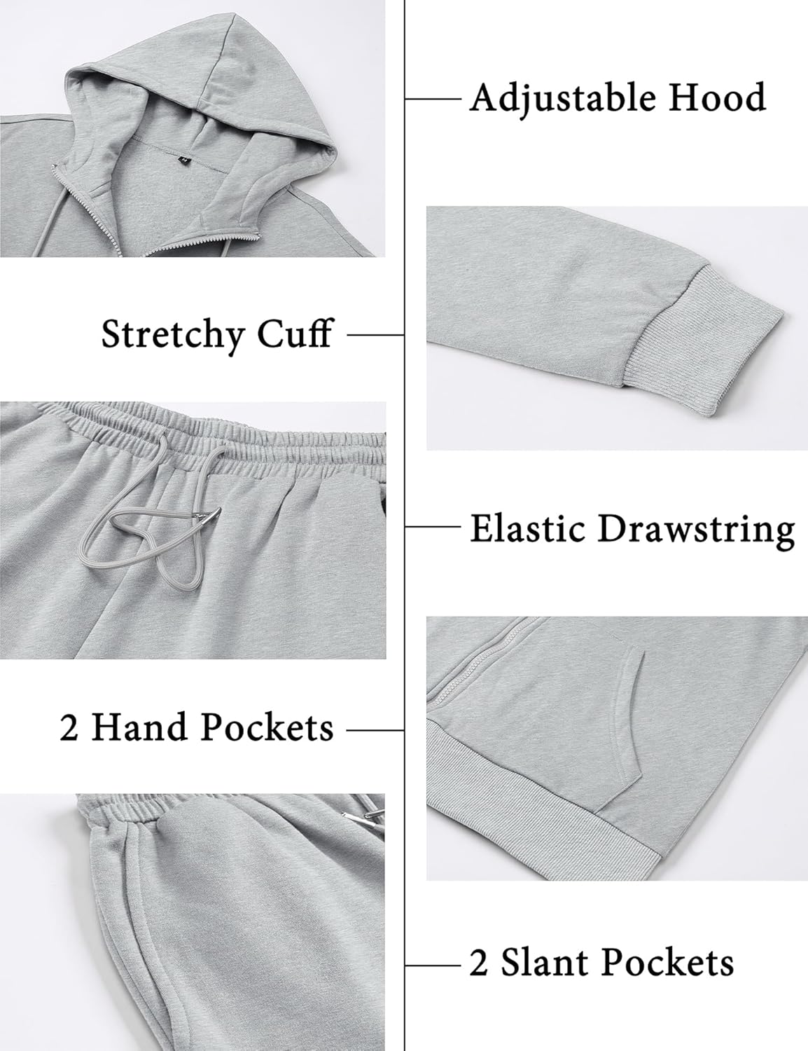 LecGee Men's Fleece Tracksuits 2 Piece Outfits Long Sleeve Full Zip Hoodie and Sweatpants Jogging Suits Sets for Men - Image 6