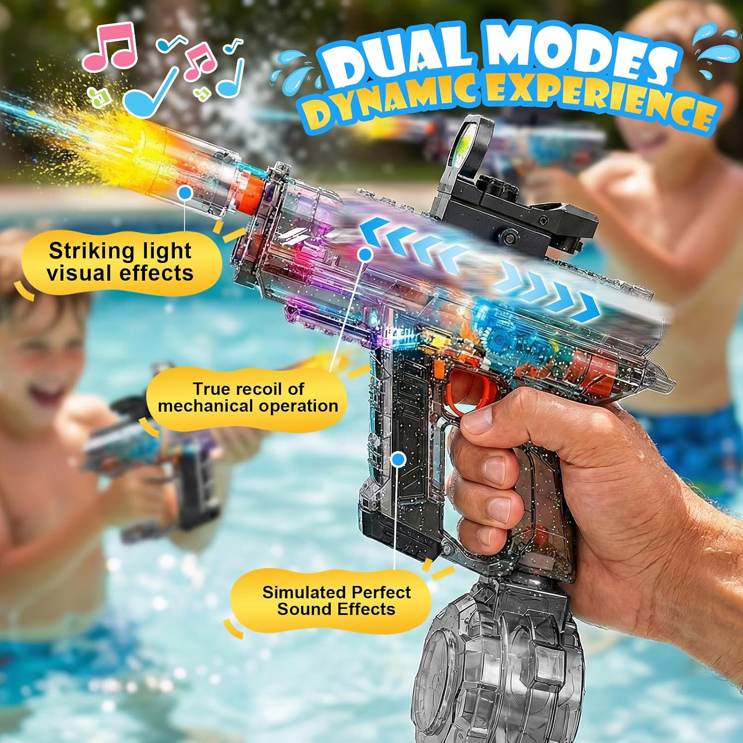 Electric Water Gun for Adults Kids, 2 Pack Powerful Automatic Squirt Waterguns Pistol, Summer Outdoor Beach Pool Backyard Party Games Toys Gifts for Teen Boys 8+, Black Green