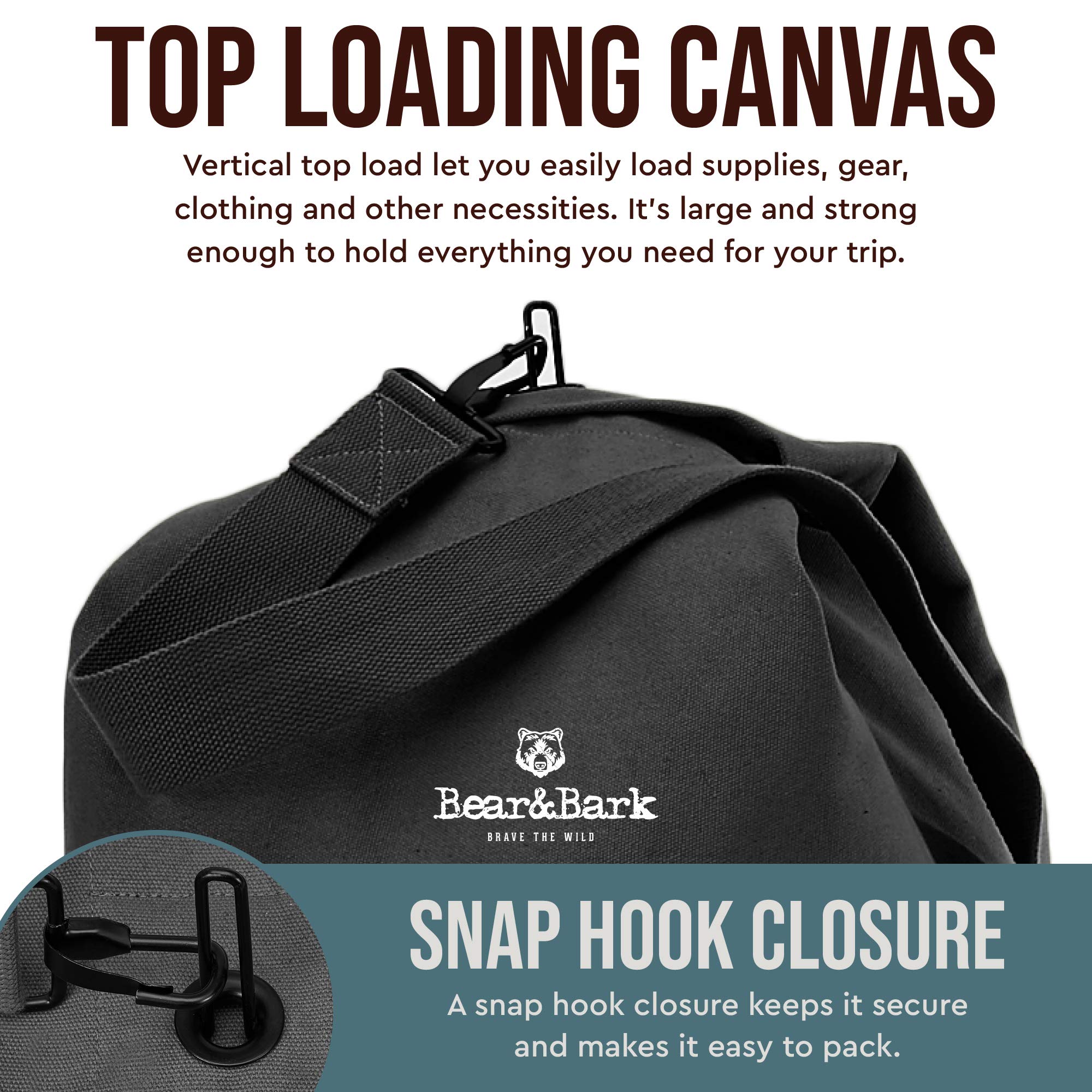 Condition photo showing New/Like New for top load duffle bag - black 48x30" - 110.7l - extra large canvas military and army cargo style carryall duffel for men and woman – college student, backpacking, travel and storage shoulder bag