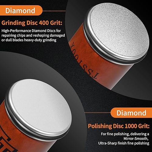 Miniatura 4 de Kit de herramientas de afilador de cuchillos rodantes con discos de diamante dobles (grano 4001000)  Almohadilla magnética de precisión N52 con 15 y