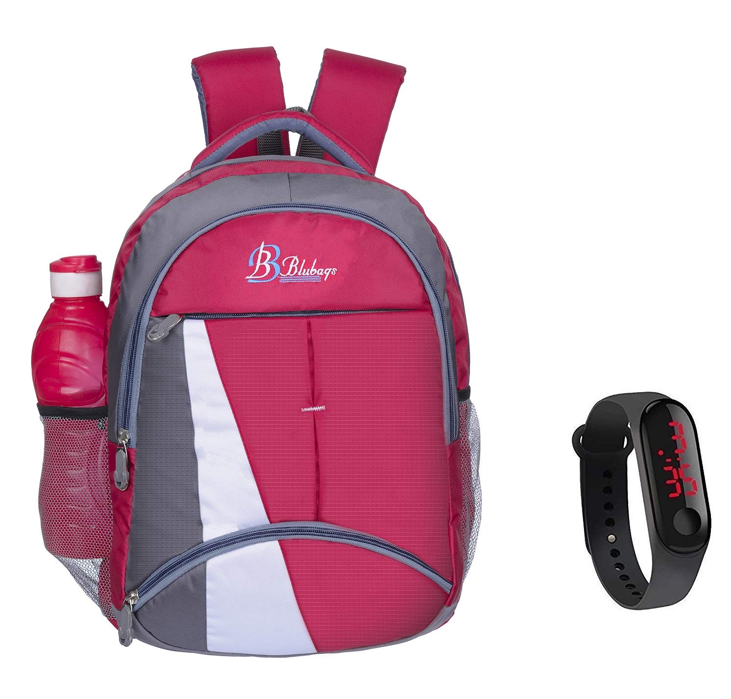 BLUBAGS Canvas Waterproof School Bag & College LAPTOP for Boys,girls (B1 RED WITH FREE LED WATCH) (B08JYRFY1Z) Amazon Price History, Amazon Price Tracker