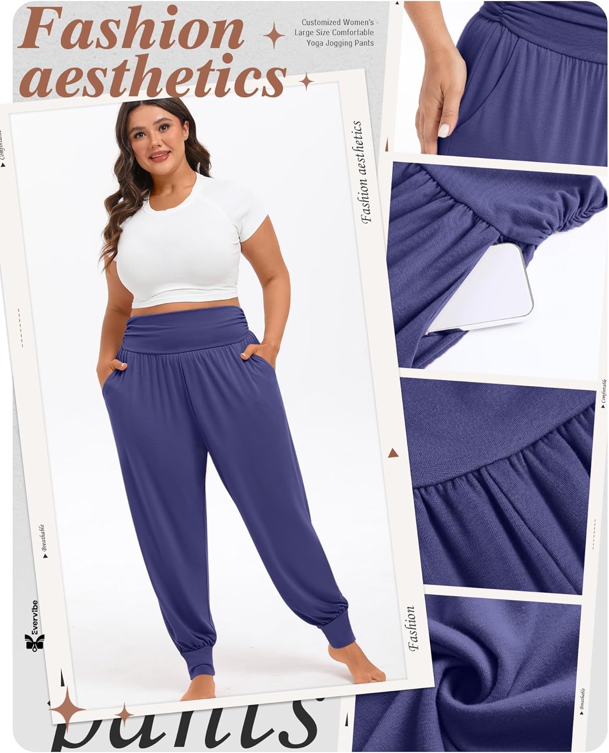 3 Pack Women's Plus Size Sweatpants, Comfy Lounge Yoga Joggers Casual High Waist Pants with Pockets - Image 5