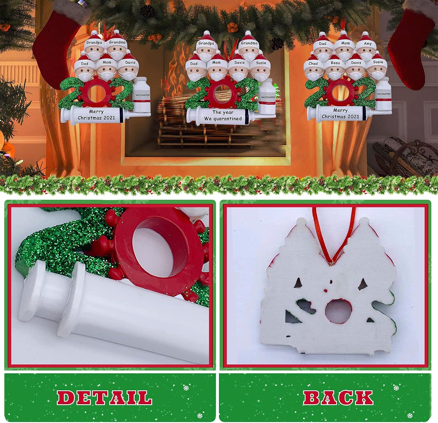 MINICAR 2022 Personalized Baby's First Christmas Ornaments, Customized Name 1st Christmas Keepsake Gifts for Newborn