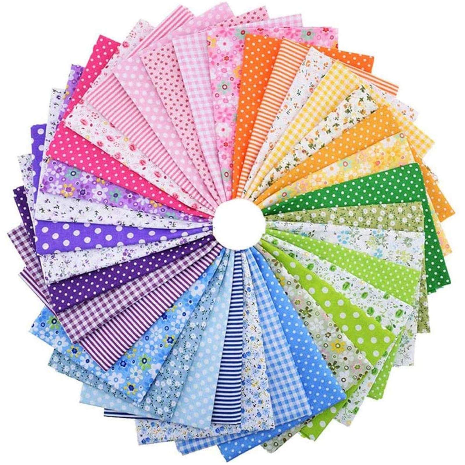 Boyigog Material Fabric for Sewing, 35pcs Patchwork Fabrics, Floral Pattern Printed Colour System Cotton Fabric for DIY Decor,25x25cm