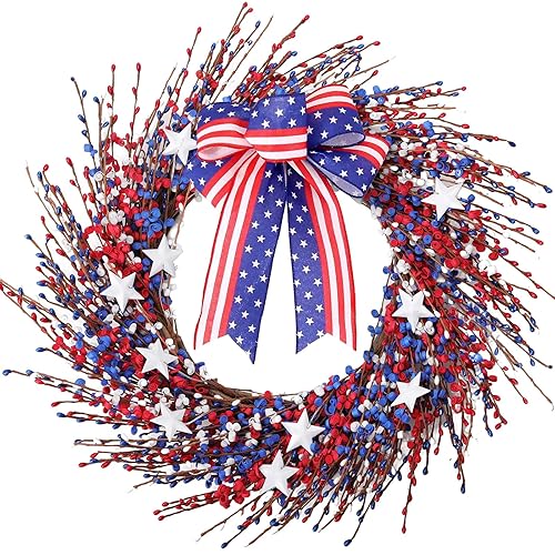 4th of July Wreath 22 inch Patriotic Wreaths for Front