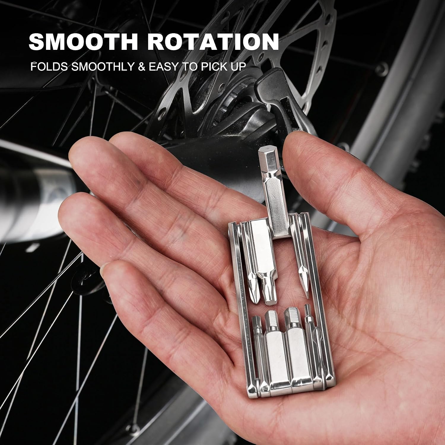 HAUTMEC 9 in 1 Bike Multitool, Mini Bike Repair Tool Kit for Road and Mountain Bikes, Lightweight Stainless Steel Bike Tool With 2/3/4/6mm Inner Hexagon and Phillips Screwdriver Multitool HT0418-BT image 5
