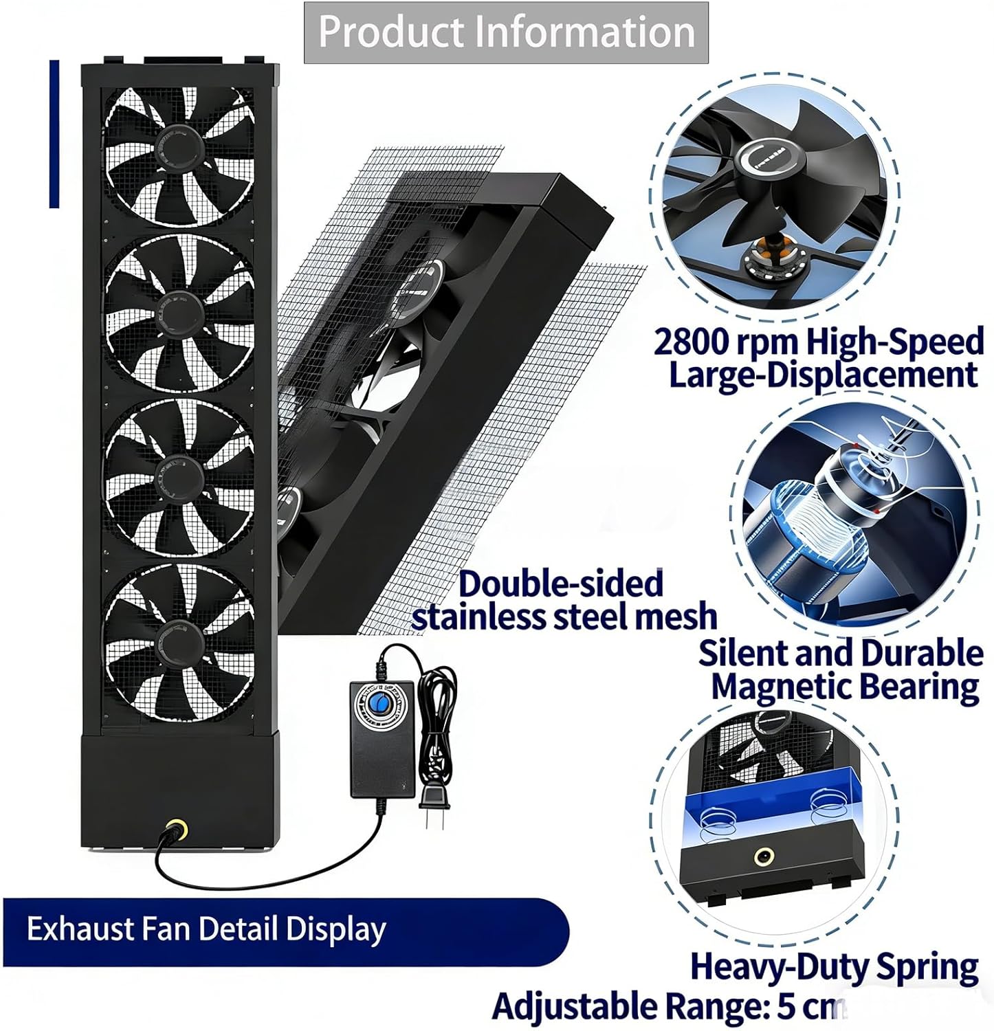 vertical window fan for sliding windows, window exhaust fan, retractable, free with variable speed for bedrooms smoky spaces hot areas, no need to drill holesembed ded installation 19.7-21.6in / 50-55cm