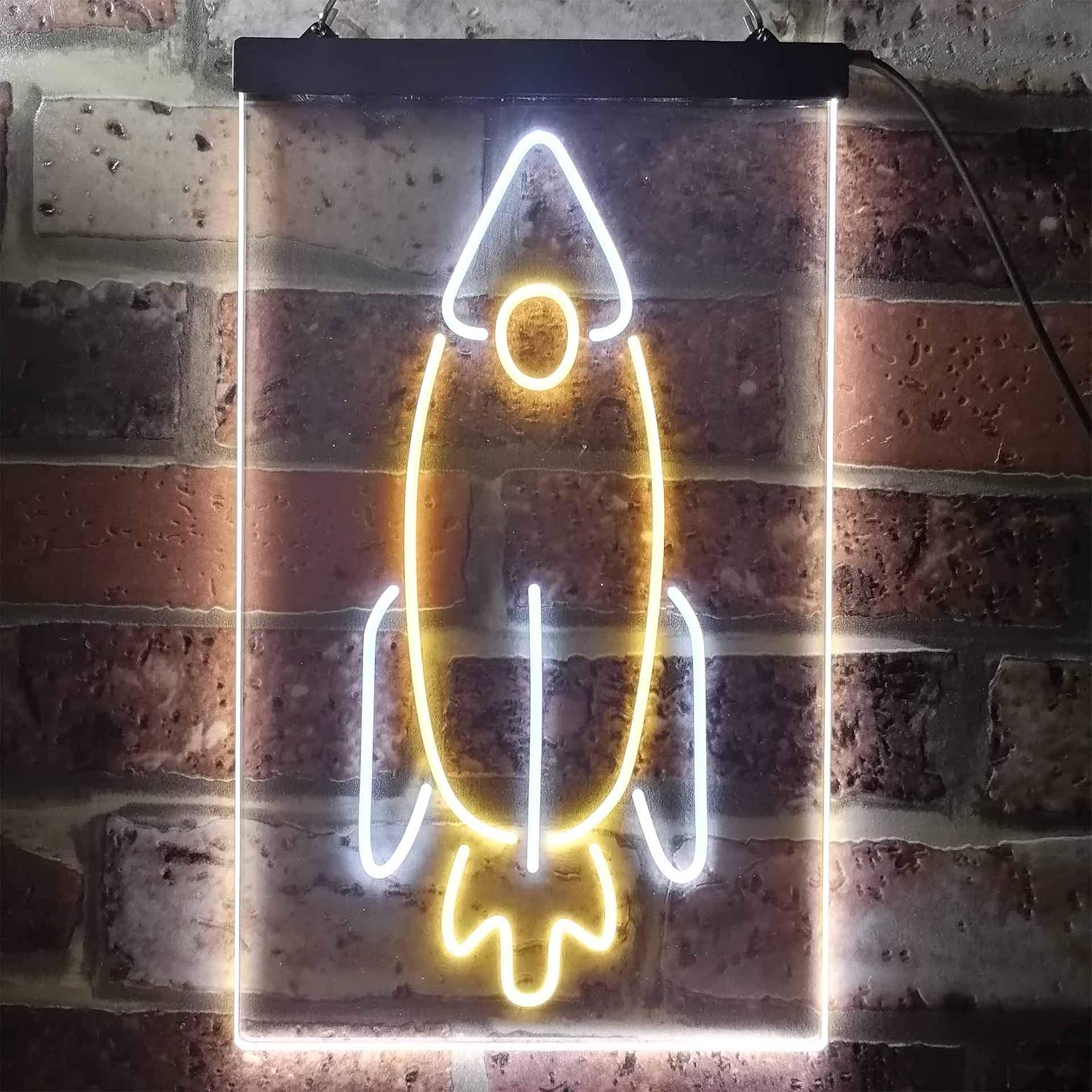 ADVPRO Rocket Launch Kid Room Dual Color LED Neon Sign White & Yellow 8.5" x 12" st6s23-i3303-wy