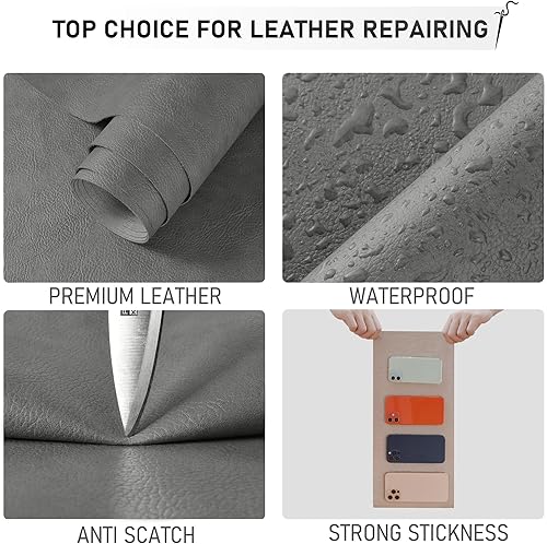 Miniatura 4 de YAFLC Cinta de reparación de cuero para muebles, parche de reparación de cuero de 16 x 63 pulgadas para sofás, cinta de reparación de cuero