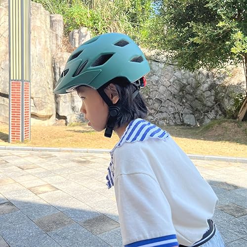 Miniatura 5 de Casco de bicicleta para niños y niñas, con luz LED, visera desmontable, para niños, jóvenes, adolescentes, multideporte, para patinaje, ciclismo,