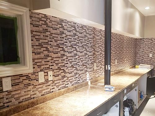 Vista 31 de STICKGOO - Azulejos autoadhesivos para loseta en muro, 12 x 12 pulgadas, azulejos autoadhesivos para loseta en muro de cocina y baño