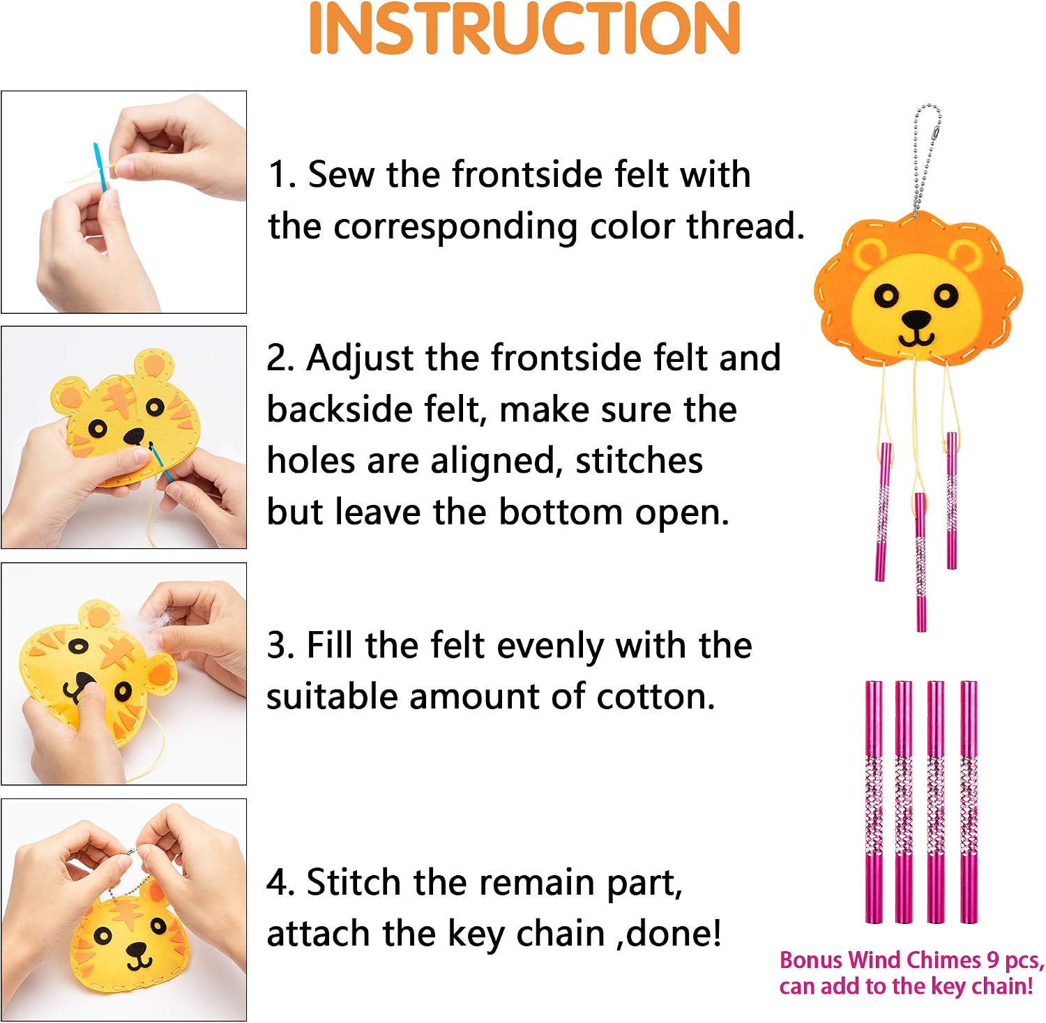 WATINC Animal Sewing Kit 12p Sewing Kits for Children Animals Felt Sewing Kit Ornaments Beginner Sewing Package Creative Indoor Activity of Students DIY Art Craft Gift for Boys Girls - Image 4
