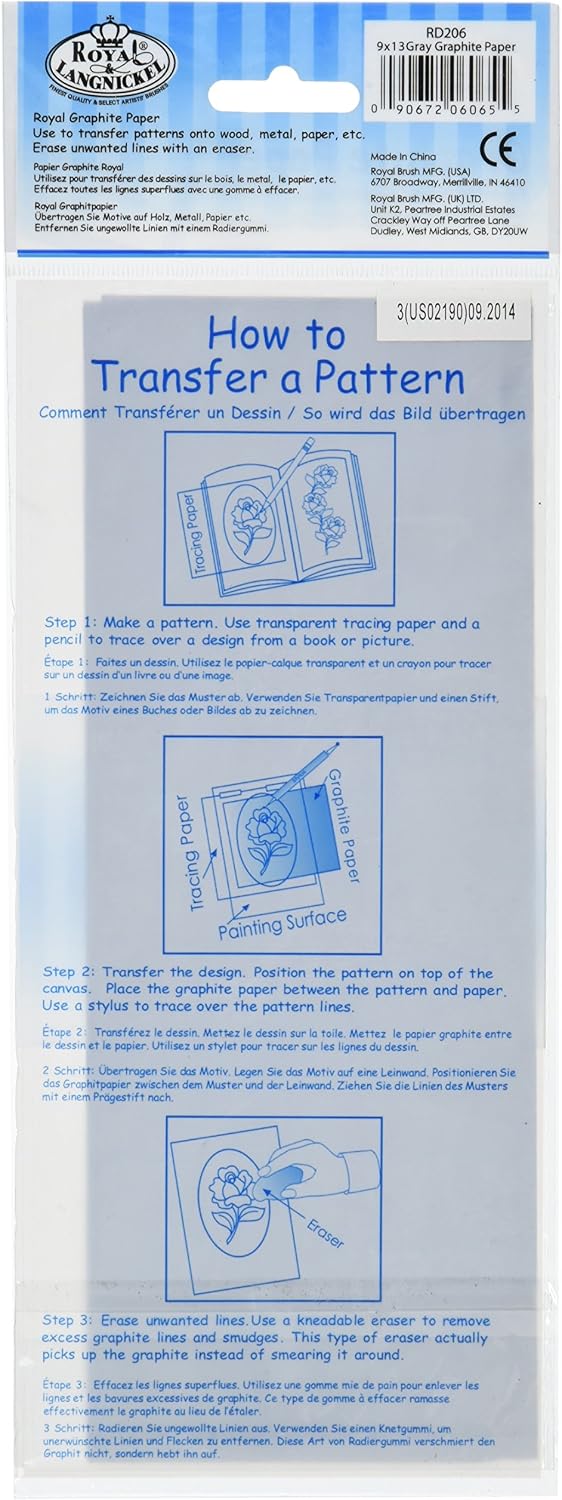 ROYAL BRUSH Grey Transfer Paper, 9"X13" 4/Pkg