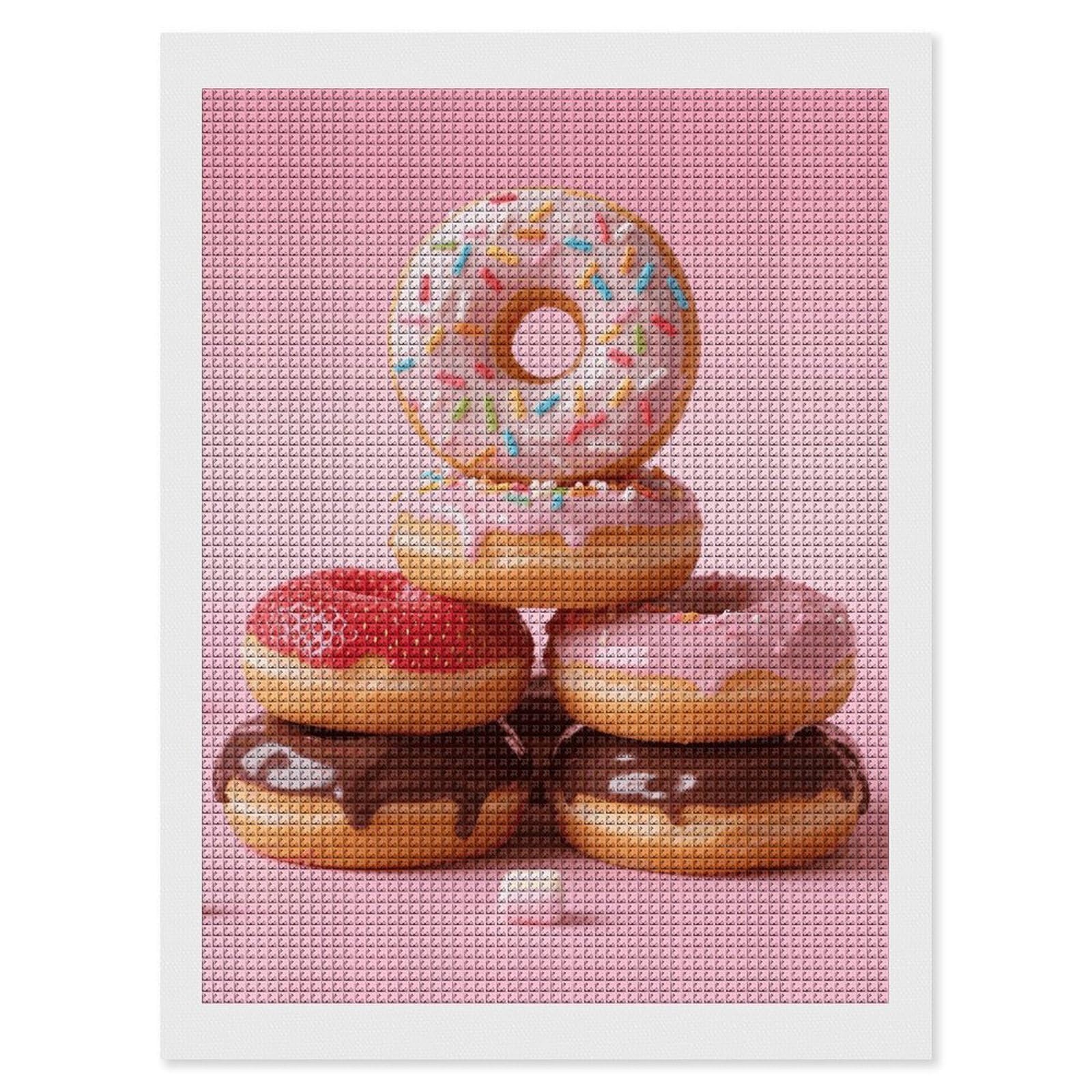 FodPand Donuts 5D Diamond Painting Kits for Adults Beginners Full Drill Square Diamond Dots Pictures Gem Art Supplies for Home Wall Room Decoration DIY Craft Set Gift 12x16