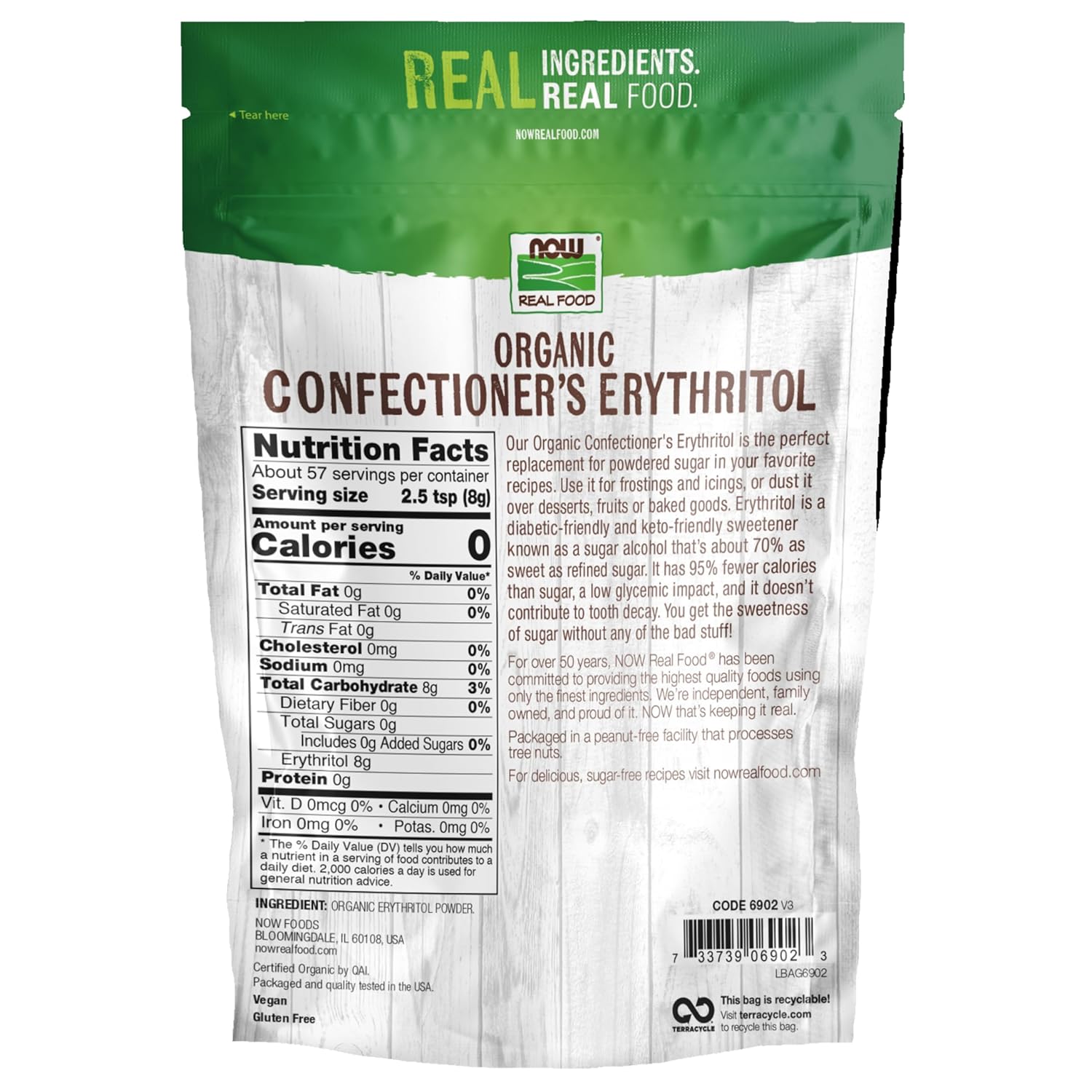 Non Toxic 2-pack NOW Foods Organic Erythritol Powder