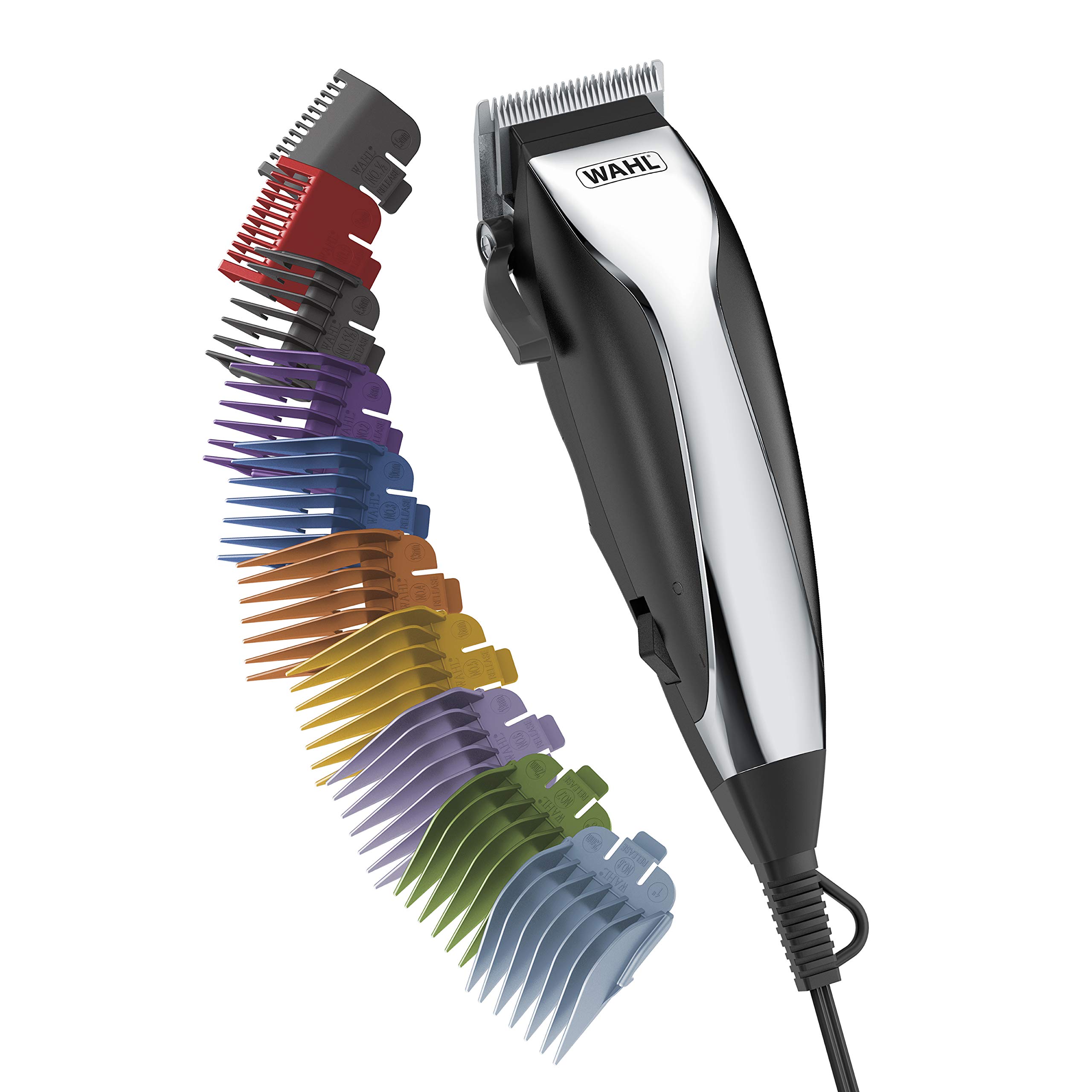 Wahl Home Haircutting Corded Clipper Kit with Adjustable Taper Lever, and 10 Color Coded Guards for Easy Clipping & Trimming - Model 79722Wahl Home Haircutting Corded Clipper Kit with A…