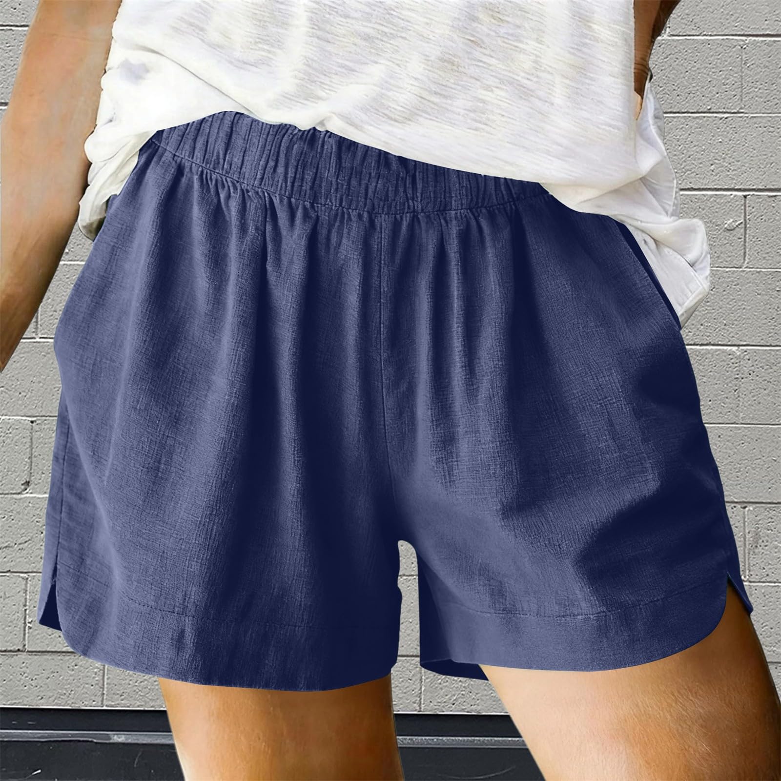 Generisch Pantaloncini da donna invernali, eleganti, casual, con elastico in vita, cotone, taglie forti, vacanze al mare, abbigliamento estivo alla moda 2025