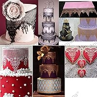 Vista 5 de Azúcar joyas comestibles encaje pastel encaje estera en relieve chandelilac textura fondant impresión estera de encaje corona tiara decoración molde