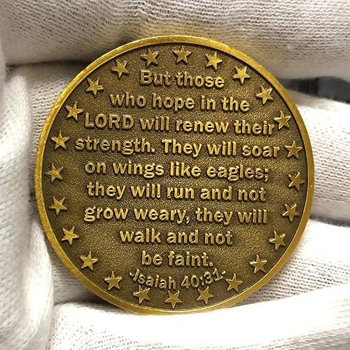 Miniatura 2 de Divine Eagles Wings - Moneda de desafío cristiano  Recordatorio de fuerza y fe  Ficha de bolsillo de regalo con versículos de la Biblia (moneda