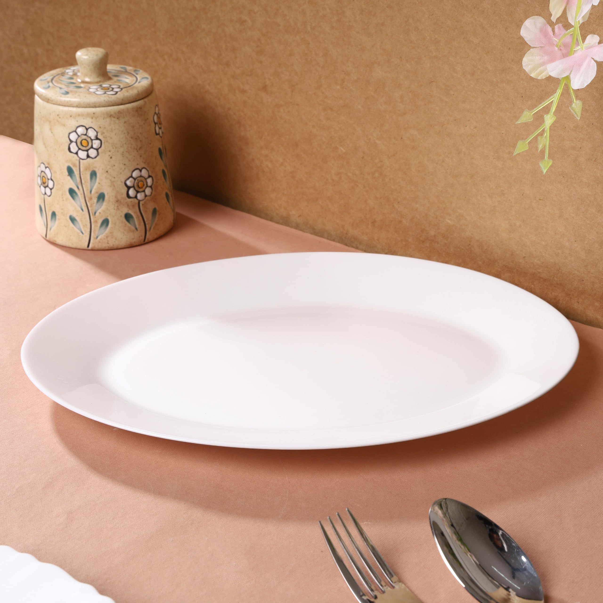 Buy Crocera Cosmo Oval Rice Plate,Set of 1 pc (Super White, 13