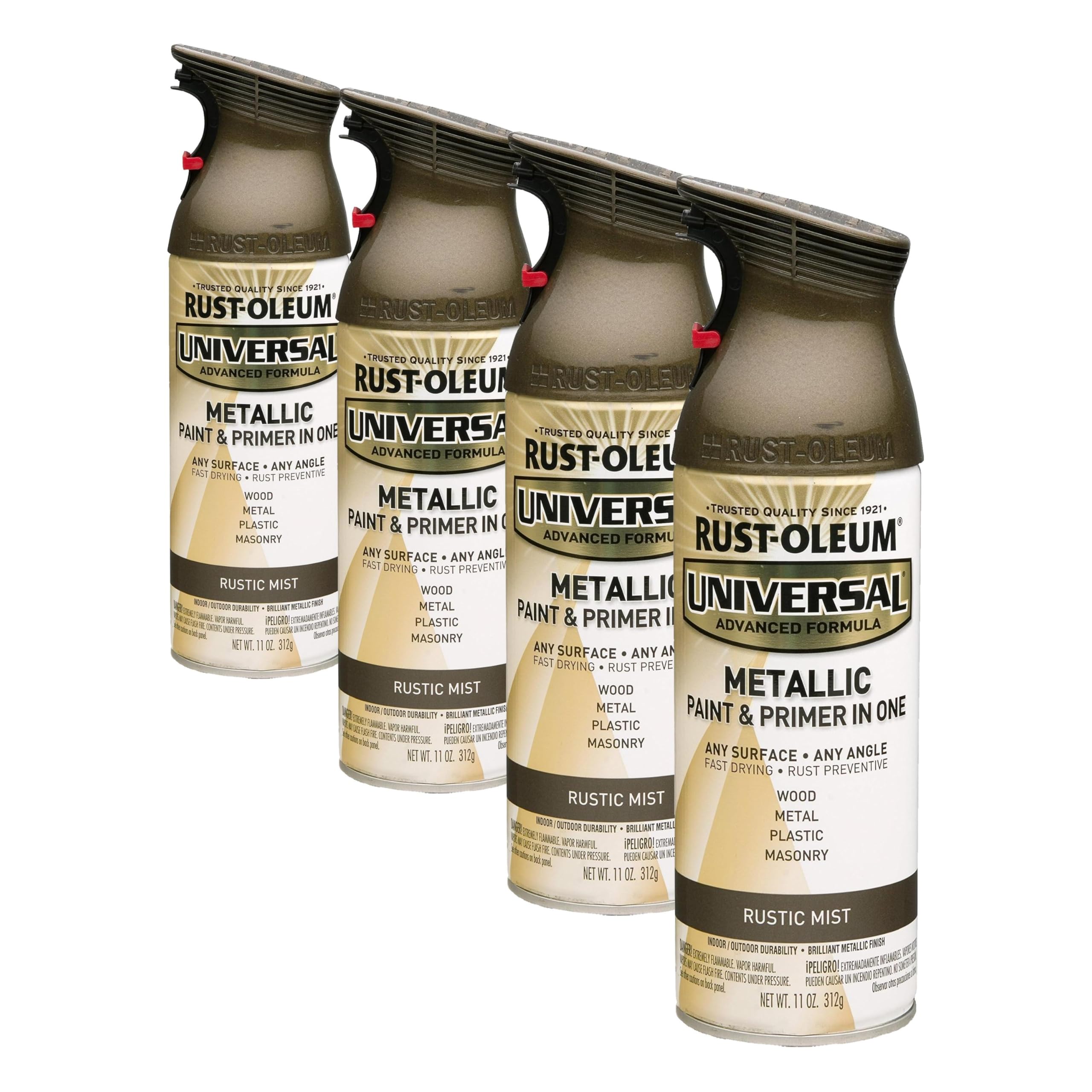 Rust-Oleum 261414 Universal All Surface Metallic Mist Spray Paint, 11 oz, Rustic Mist (Pack of 4)