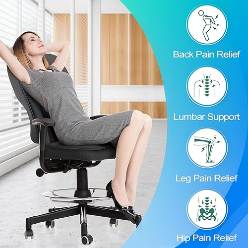 Miniatura 40 de MYFAMIREA Cojín de asiento de automóvil y almohada de apoyo para respaldo de 1.2 pulgadas de grosor, cojín de espuma viscoelástica para silla de Gris