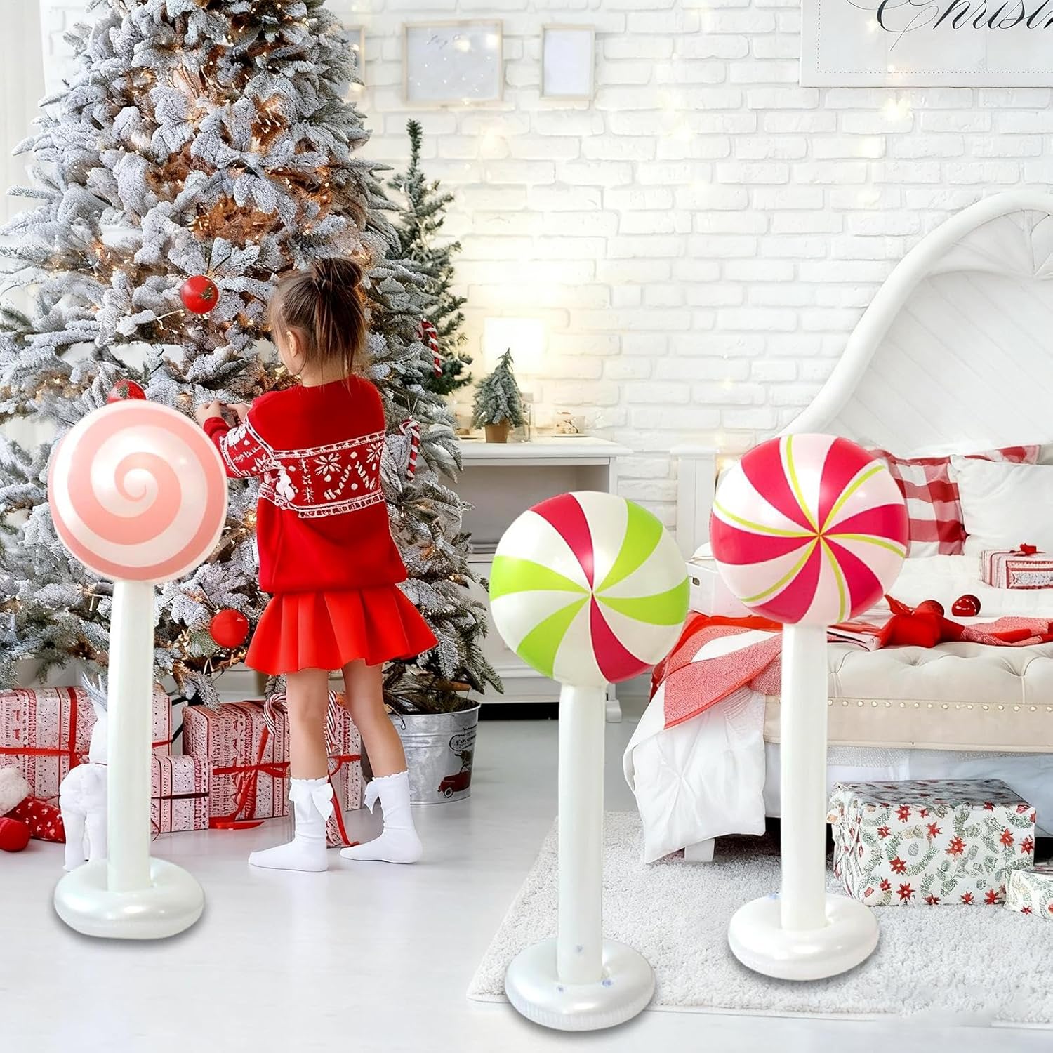 インフレータブル クリスマス オーナメント,アウトドア デコレーション 耐候性 - 屋外用 キャンディ オーナメント クリスマス 飾