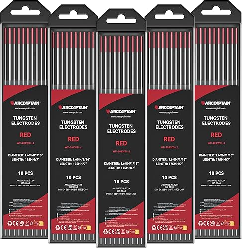 Miniatura 9 de ARCCAPTAIN Electrodo de soldadura TIG de tungsteno, paquete de 10 unidades de 1/16 x 7 pulgadas (morado, no radiactivo, EWG)