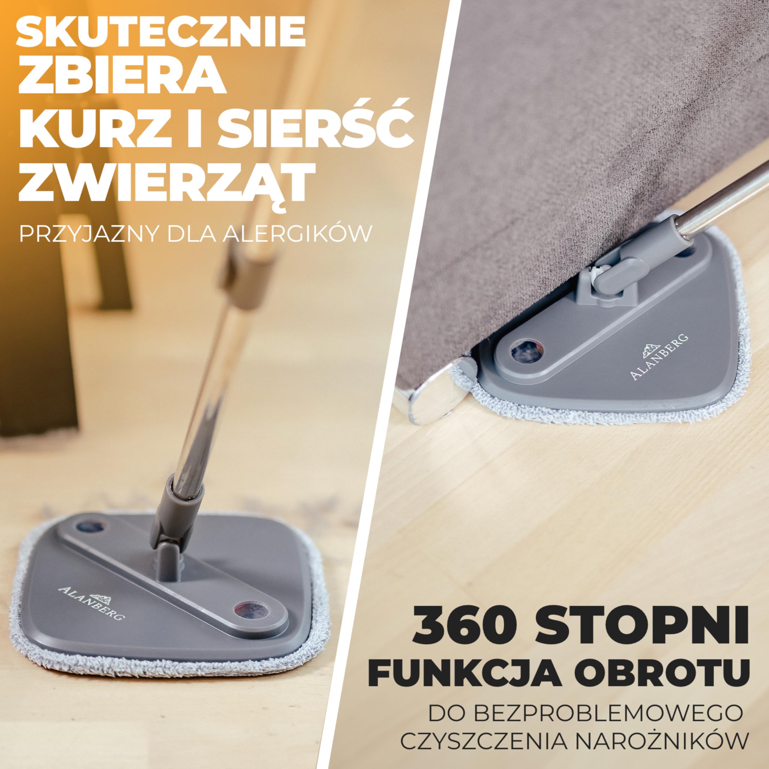 ALANBERG Nakładki z Mikrofibry 2 szt. – Wkłady do Mopa i Wiadra Gen1 & Gen2 – Wielorazowe Nakładki do Czyszczenia Wszystkich Twardych Podłóg