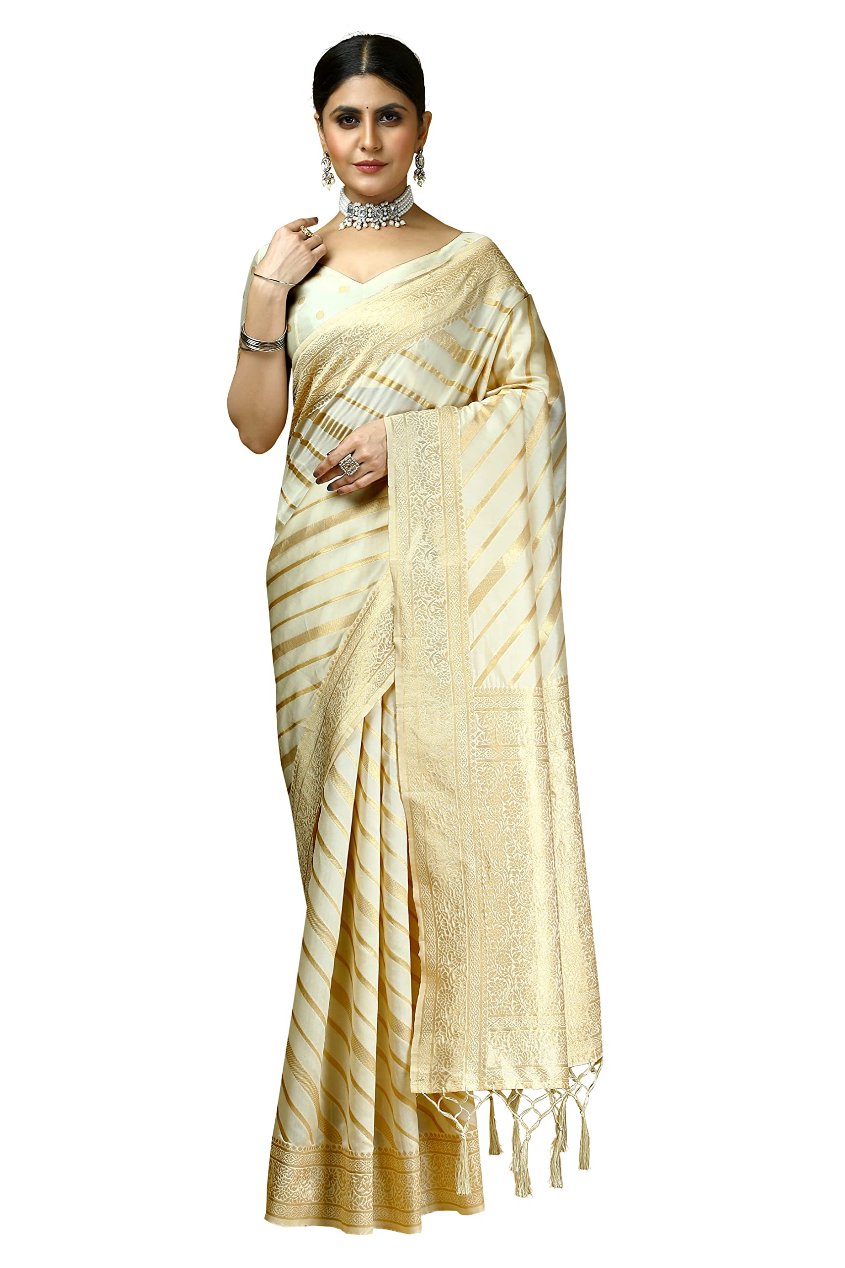 Elina fashion Women Sarees Banarasi Art Silk Woven Saree Unstitched Blouse