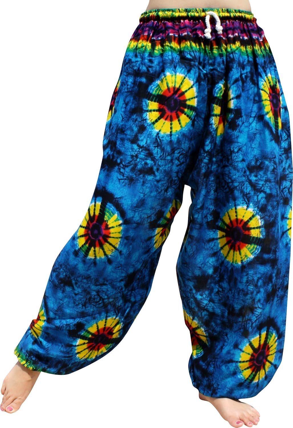 Full Funk Summer Gypsy Slav Light Rayon Elastic Waist Lazy Ottoman Pants