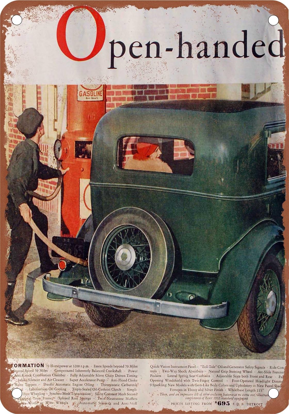 METAL SIGN - 1932 Essex Vintage Ad 01 - Old Retro Rusty Look home decor