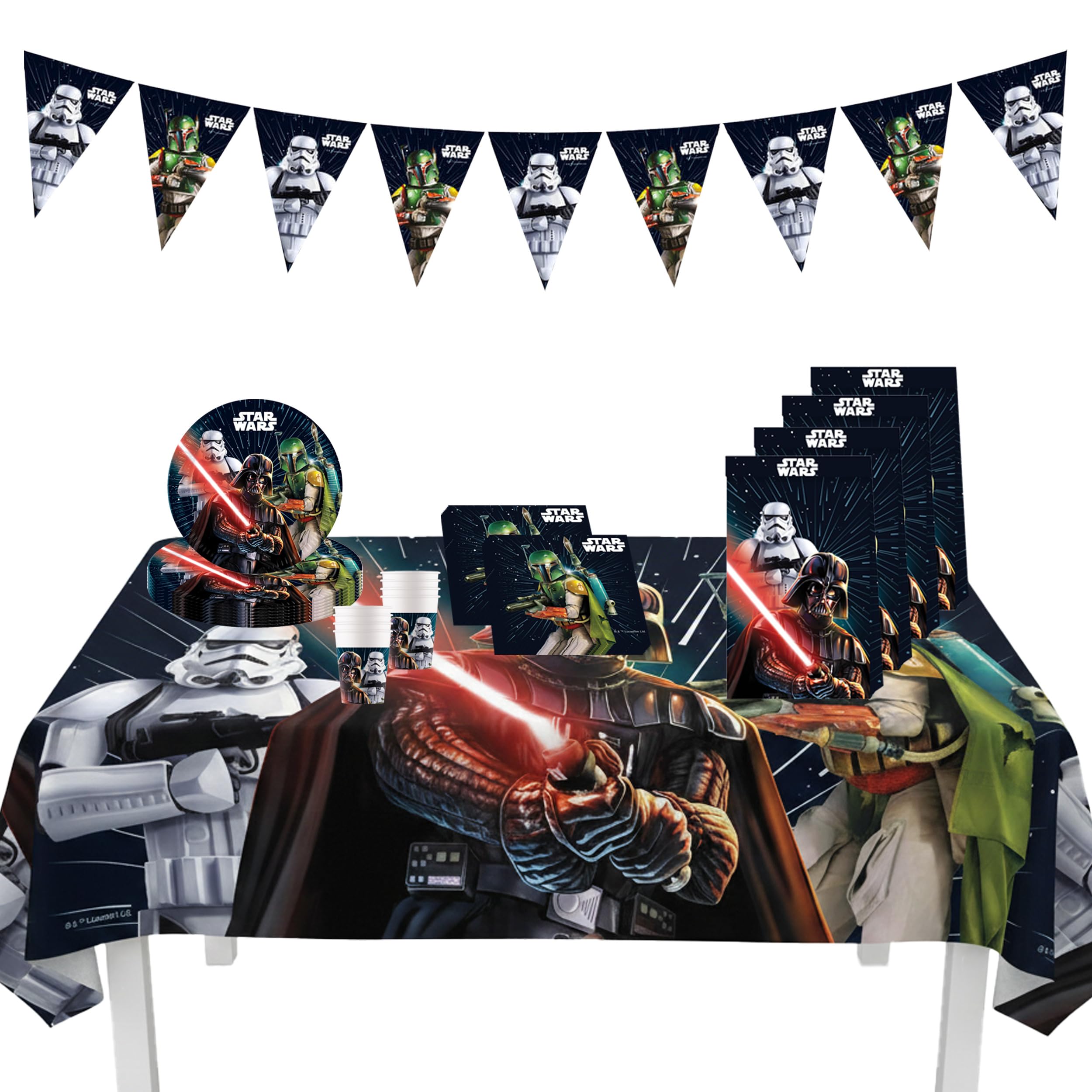 Procos 10215307DY - Set de fête Star Wars Galaxy, 46 pièces de vaisselle jetable pour anniversaire d'enfant et fête à thème, décoration de table, unbekannt