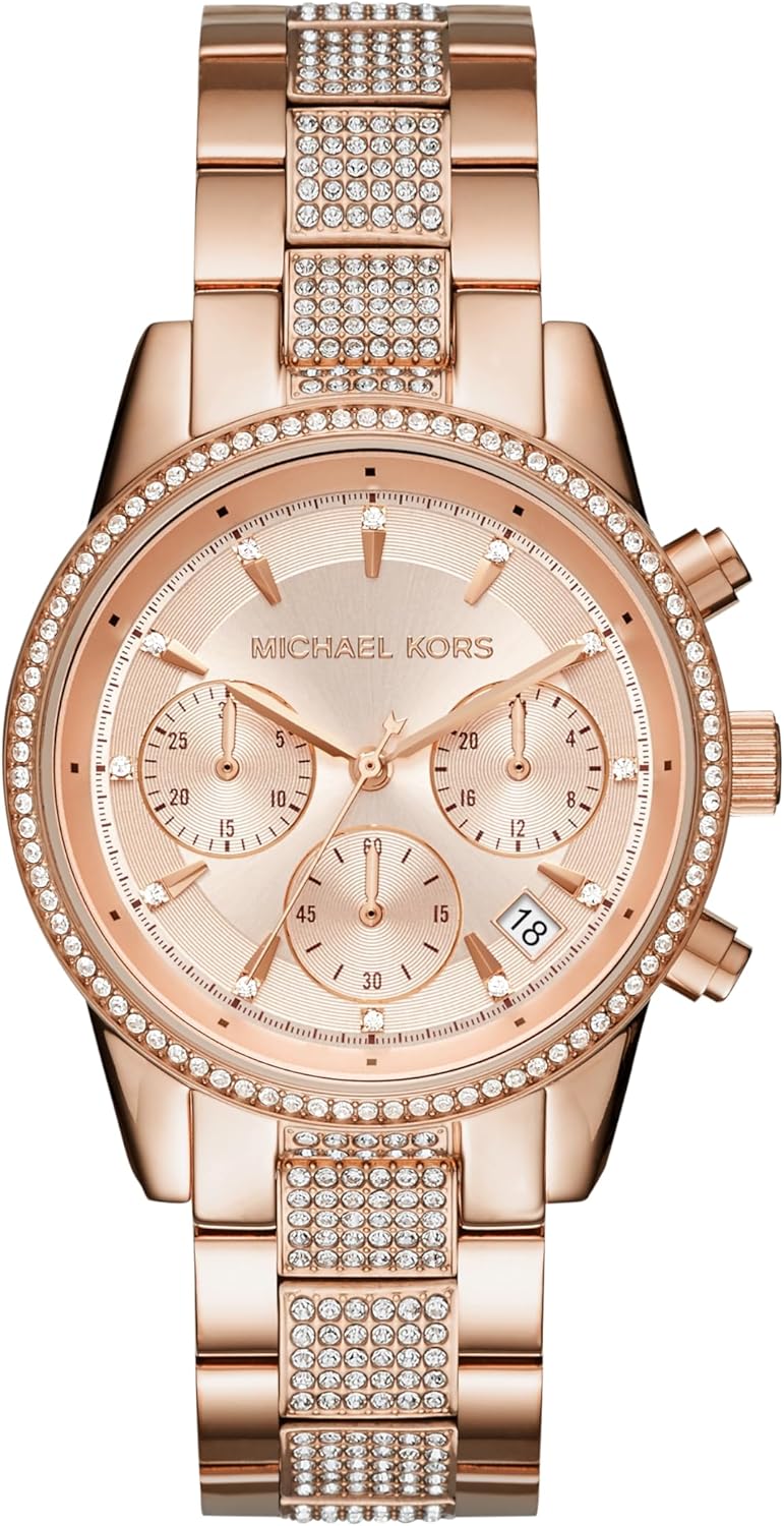 Michael Kors Bryant Chronograph Women's Watch, Stainless Steel and Pavé Crystal Watch for Women