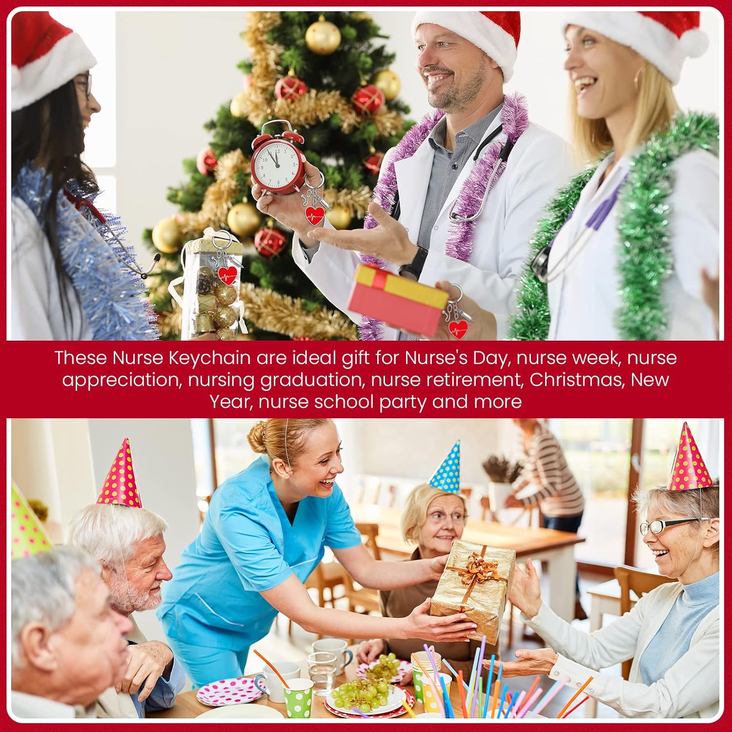 Yinkin 16 Sets Nurse Keychain Gifts Thank You Gift with Pendant Nurse Party Favors Appreciation Nurses Week Gifts with Cards for Nurse Day Graduation Decorations - Image 5