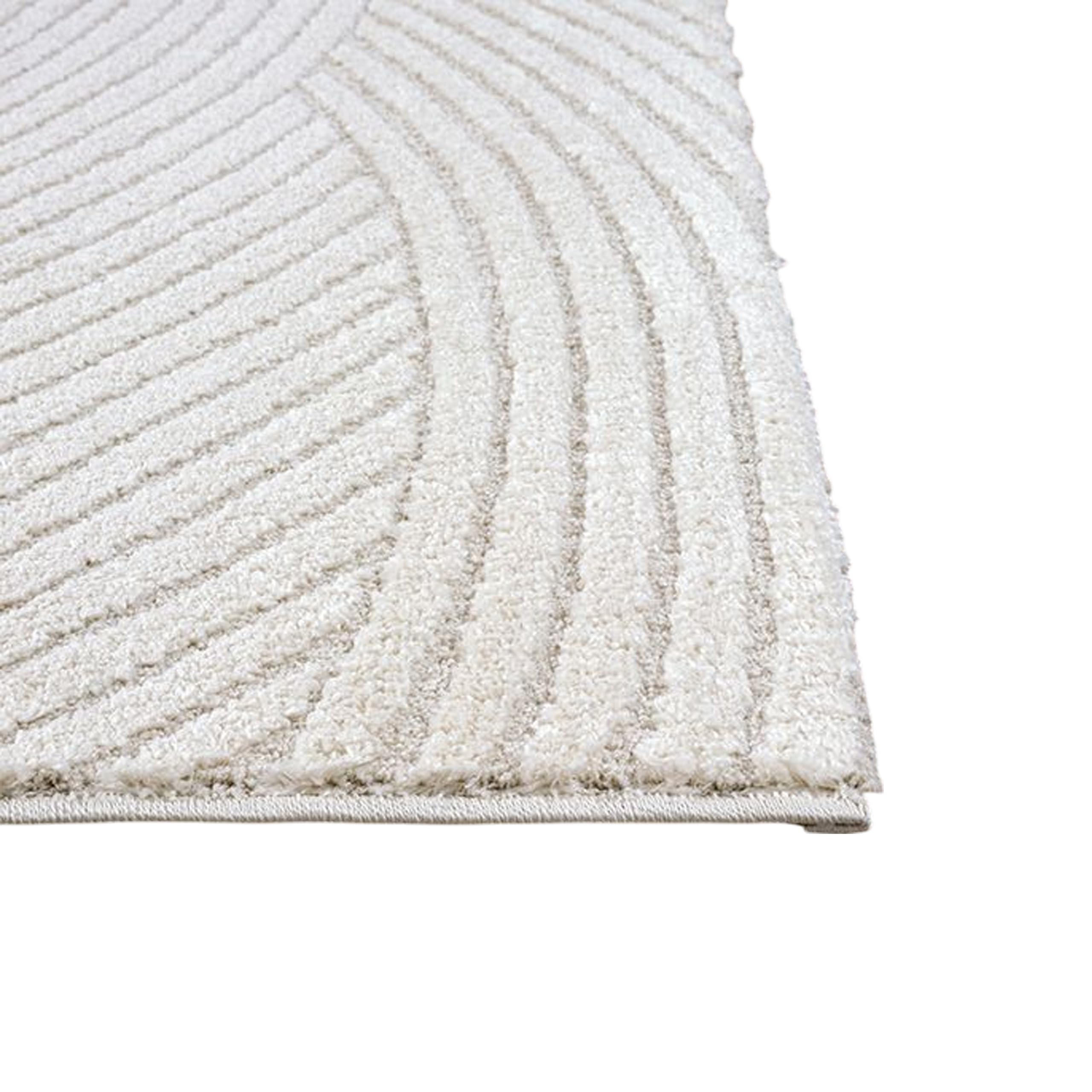 Teppich-Traum Tapis Salon Tapis d'entrée Couloir agréablement Doux Velours Moyen 3D Effet Vagues en crème, 80 x 150 cm