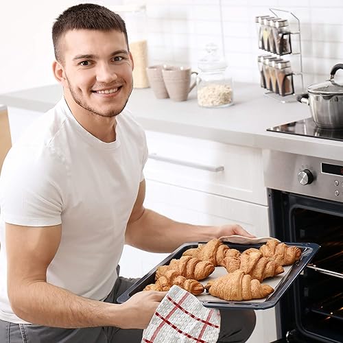 Miniatura 4 de Paños de cocina de rizo de algodón, paquete de 12 paños de limpieza suaves y absorbentes, 12 x 12 pulgadas, paños pequeños para platos (rojo y