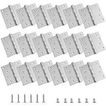 18-Pack 4 inch X 4 inch Silver Door Hinge Heavy Duty, Interior & Exterior Door Hinge with Square Corner Ball Bearing, 0.11" Thickness Stainless Steel, with 144 Screws